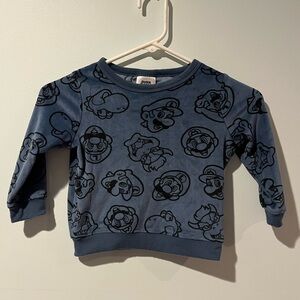 Super Mario Bros Boys Blue Sweatshirt, Size 2T